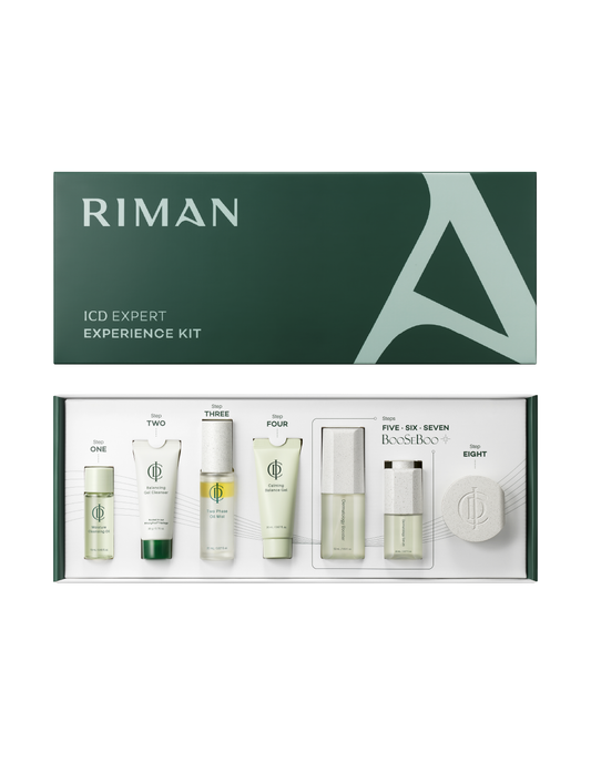 Riman ICD Expert Experience Kit - 7-Piece Relaunched K-Beauty Dermatology Ritual with Cleansing Oil, Balancing Gel, Booster, Serum & Cream